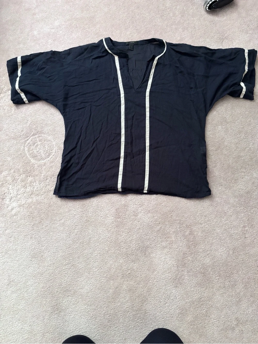 J. Crew Navy Blue Tunic with White Trim